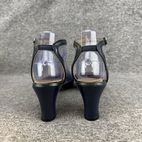 ✅VTG Fashion Craft Heels Womens 7.5 2A/4A Blue Leather Ankle Strap✅Nostalgia USA - Picture 10 of 14